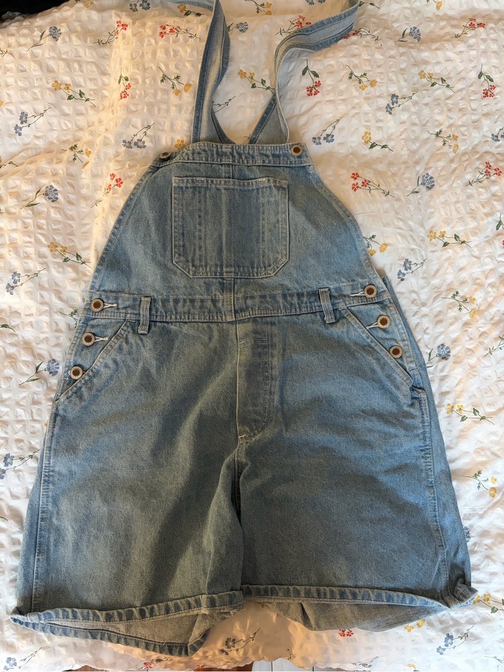 Light Blue Denim Overall Shorts